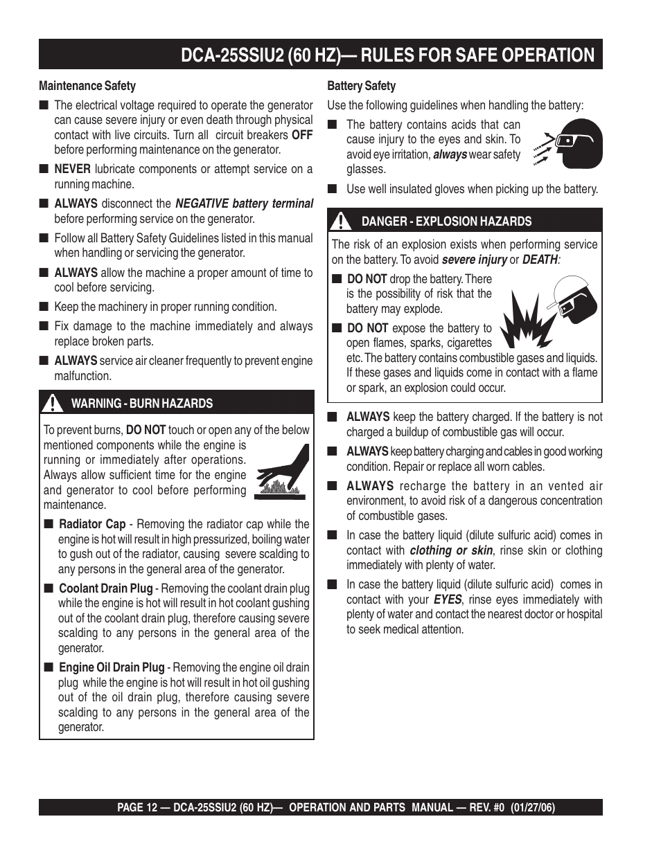 Multiquip MQ Power Whisperwatt 60 Hz Generator DCA-25SSIU2 User Manual | Page 12 / 82