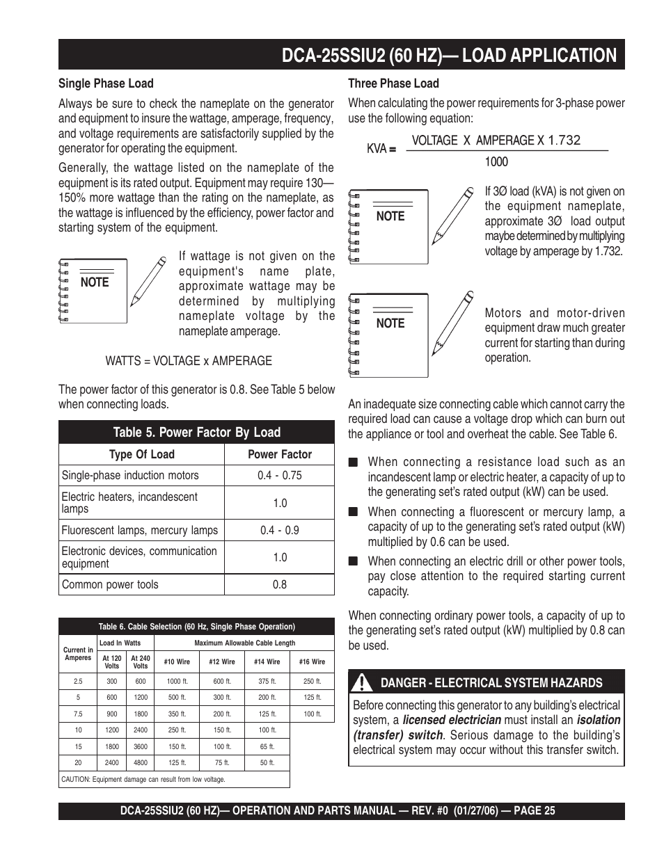 Multiquip MQ Power Whisperwatt 60 Hz Generator DCA-25SSIU2 User Manual | Page 25 / 82