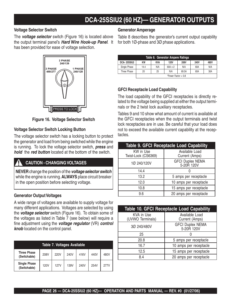 Multiquip MQ Power Whisperwatt 60 Hz Generator DCA-25SSIU2 User Manual | Page 26 / 82