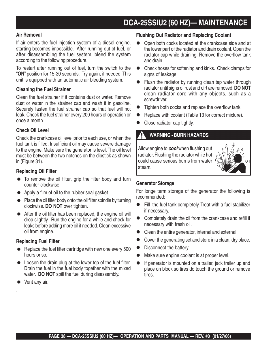 Multiquip MQ Power Whisperwatt 60 Hz Generator DCA-25SSIU2 User Manual | Page 38 / 82