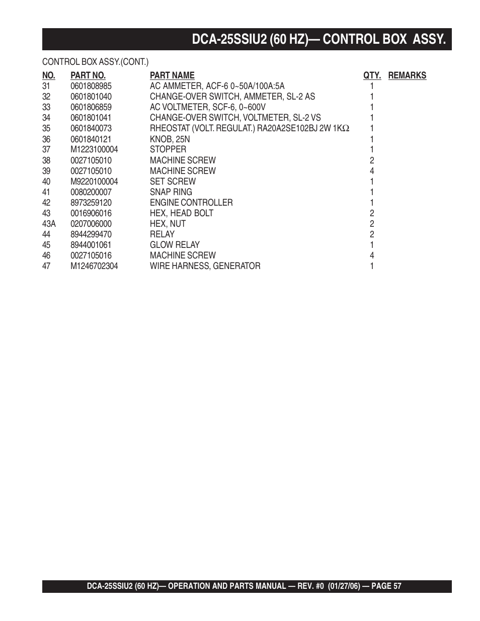 Multiquip MQ Power Whisperwatt 60 Hz Generator DCA-25SSIU2 User Manual | Page 57 / 82