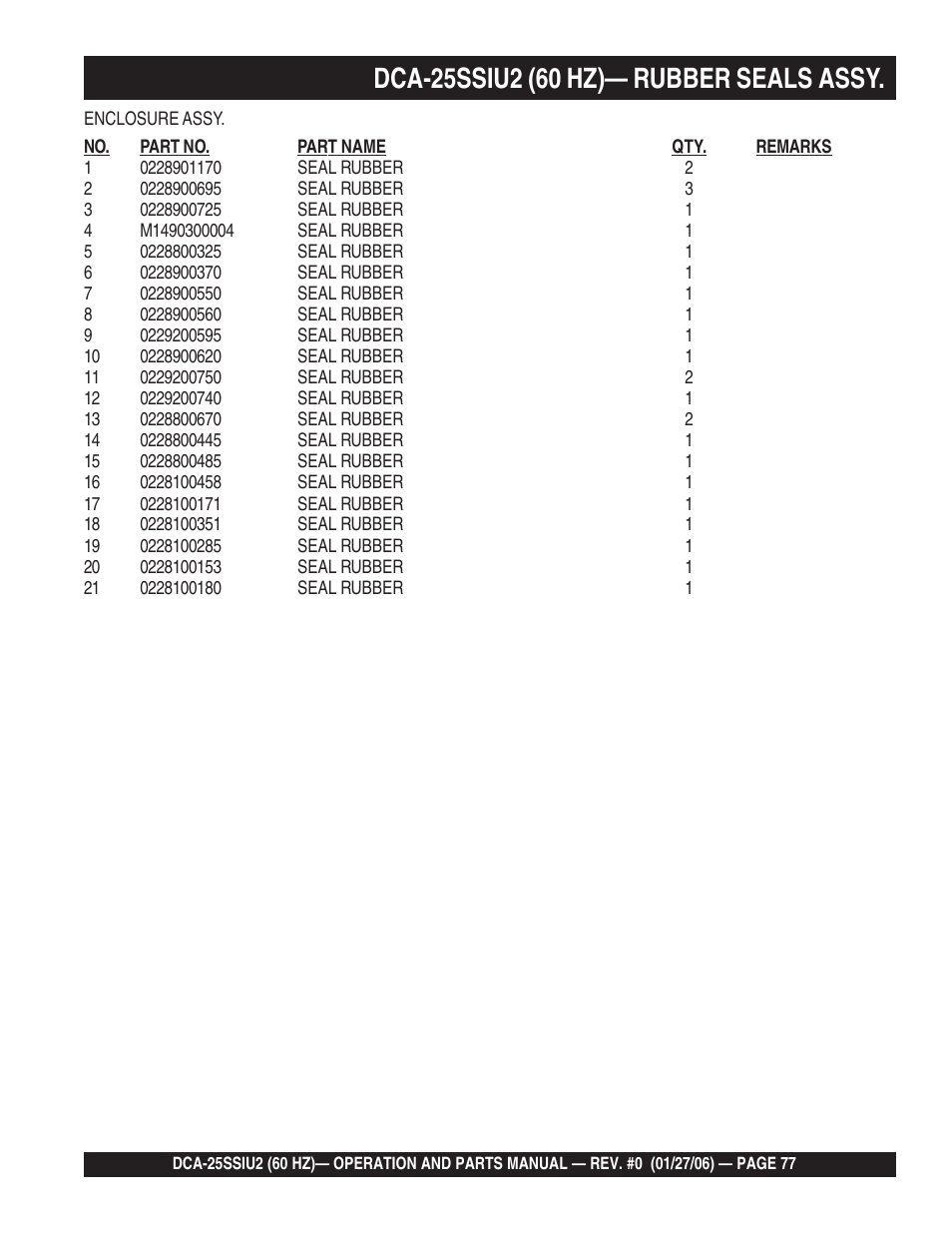 Multiquip MQ Power Whisperwatt 60 Hz Generator DCA-25SSIU2 User Manual | Page 77 / 82