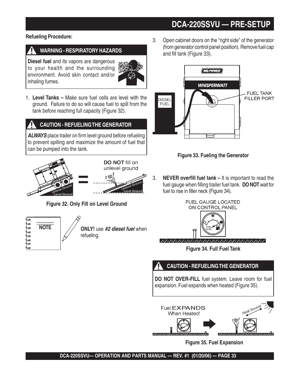 1dca-220ssvu — pre-setup | Multiquip MQ Power Whisperwatt 60 Hz Generator DCA-220SSVU User Manual | Page 33 / 86