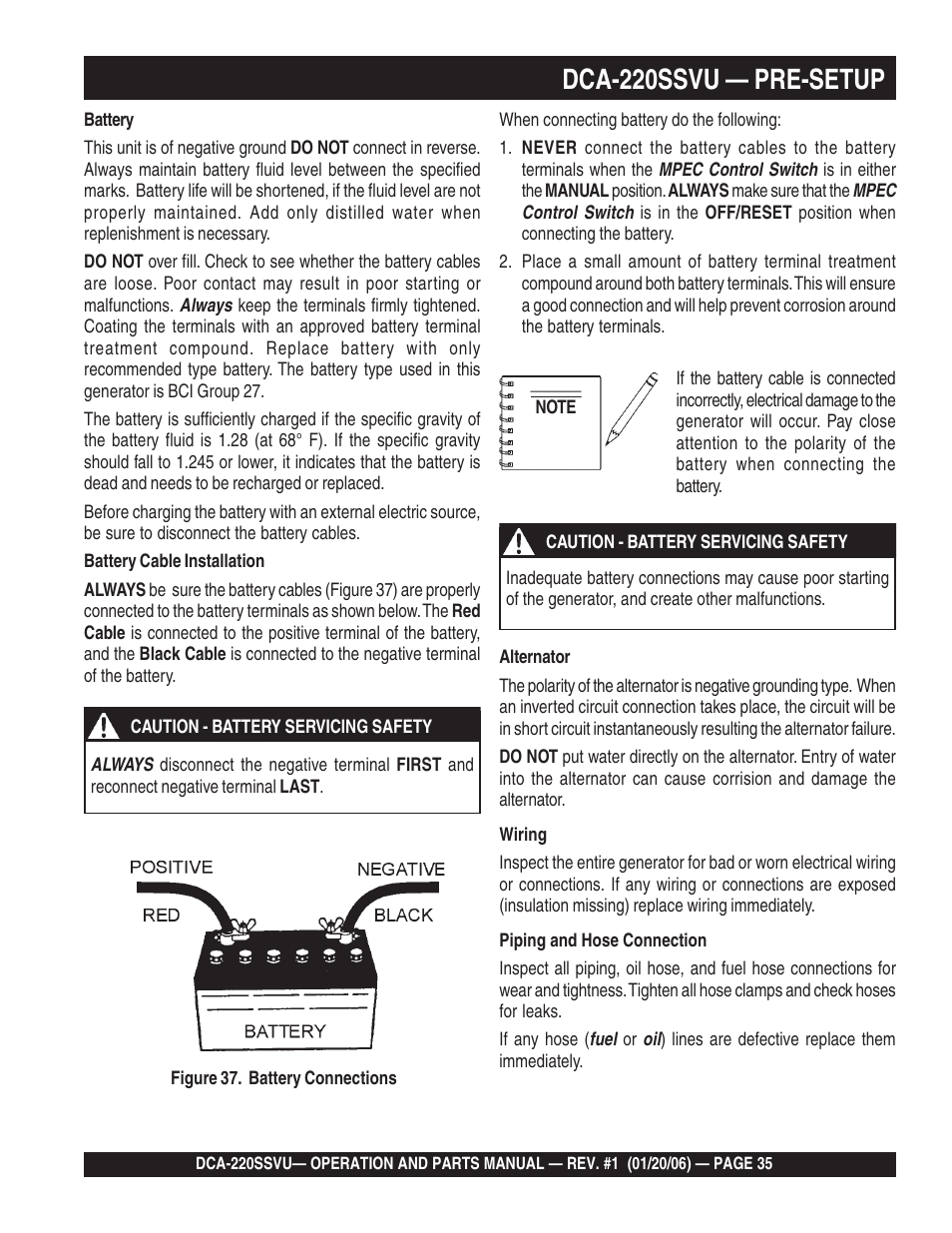 1dca-220ssvu — pre-setup | Multiquip MQ Power Whisperwatt 60 Hz Generator DCA-220SSVU User Manual | Page 35 / 86