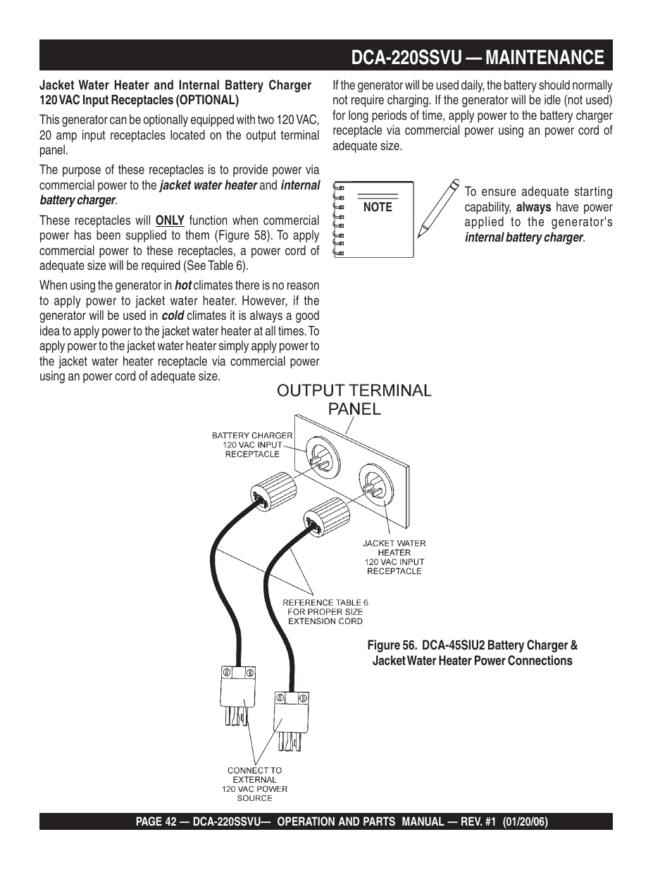 Dca-220ssvu — maintenance | Multiquip MQ Power Whisperwatt 60 Hz Generator DCA-220SSVU User Manual | Page 42 / 86