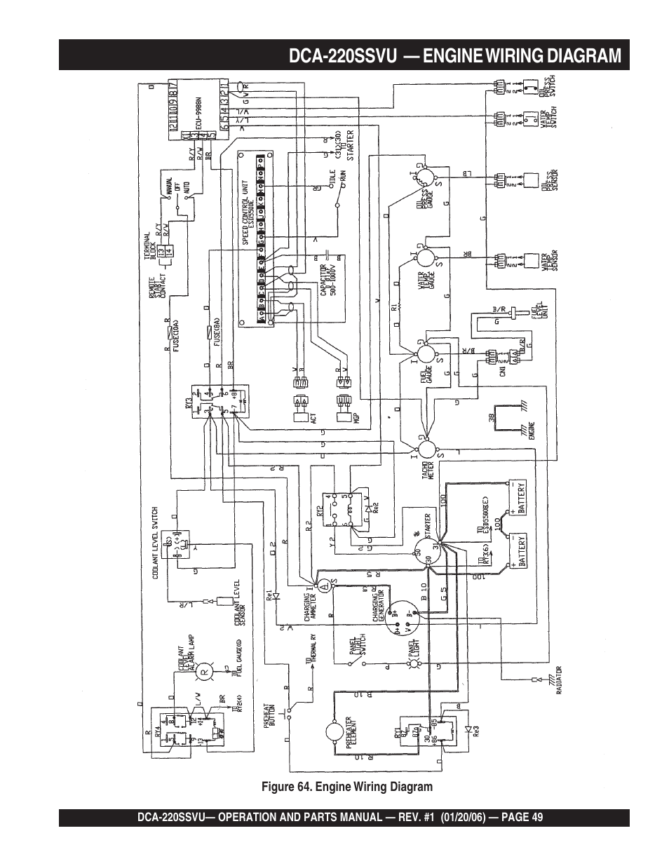 1dca-220ssvu — engine wiring diagram | Multiquip MQ Power Whisperwatt 60 Hz Generator DCA-220SSVU User Manual | Page 49 / 86