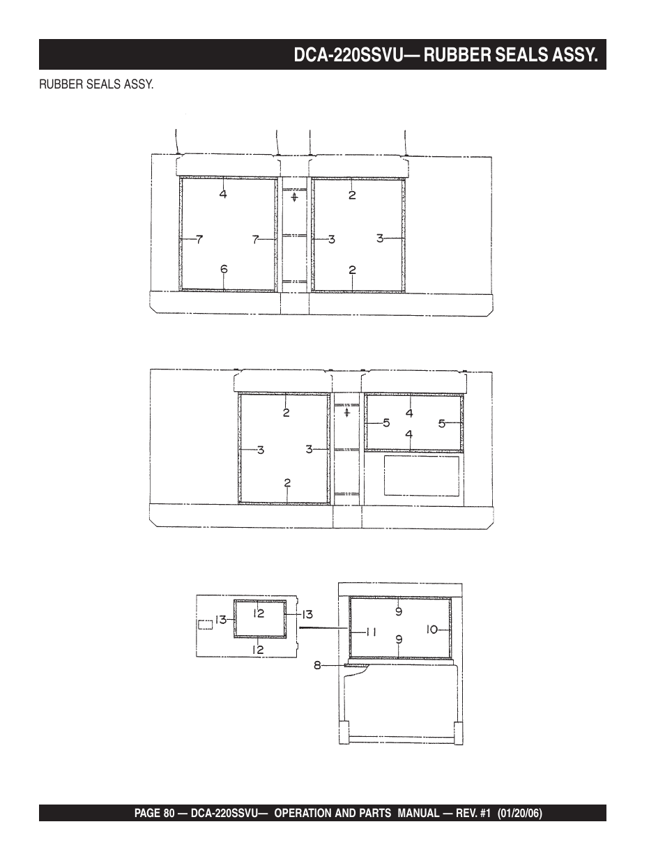 Dca-220ssvu— rubber seals assy | Multiquip MQ Power Whisperwatt 60 Hz Generator DCA-220SSVU User Manual | Page 80 / 86