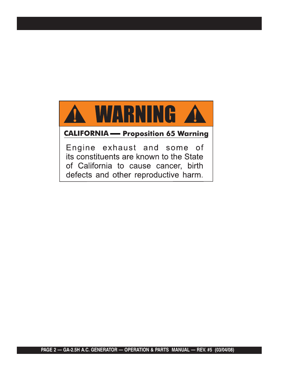 Multiquip Portable AC Generator GA-2.5H User Manual | Page 2 / 80