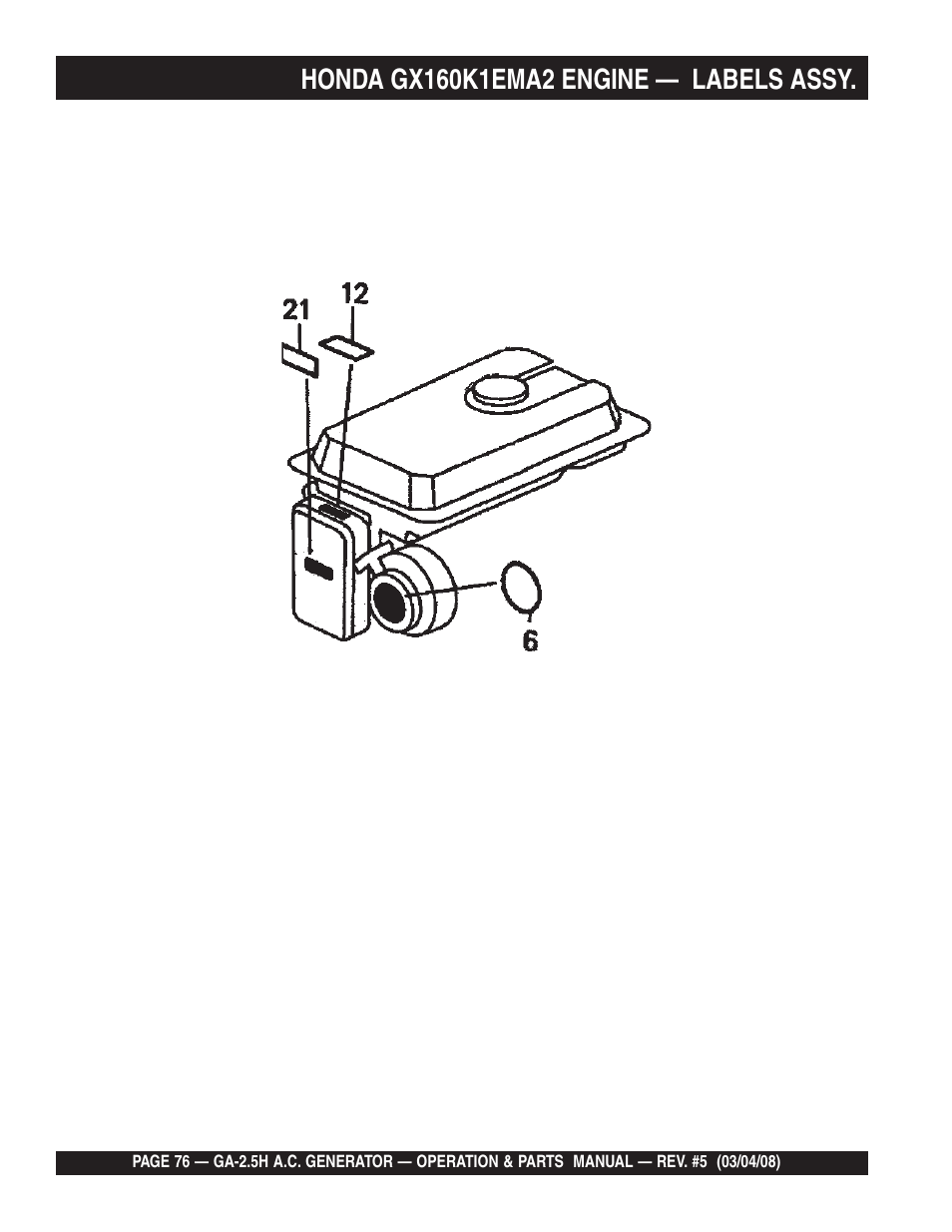 Multiquip Portable AC Generator GA-2.5H User Manual | Page 76 / 80