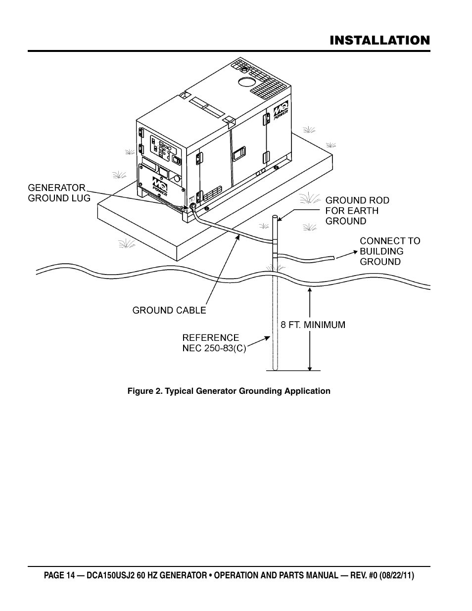 Installation | Multiquip MQ Power Whisperwatt 60HZ Generator DCA150USJ2 User Manual | Page 14 / 102