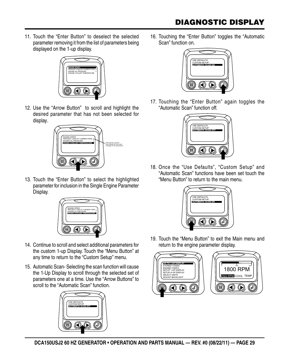 Diagnostic display, 1800 rpm | Multiquip MQ Power Whisperwatt 60HZ Generator DCA150USJ2 User Manual | Page 29 / 102