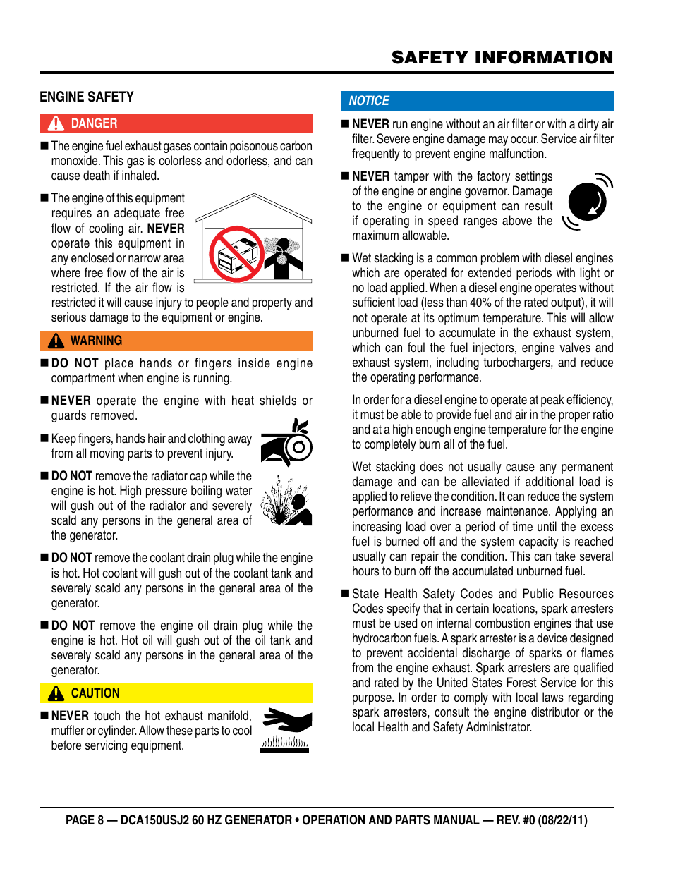 Safety information | Multiquip MQ Power Whisperwatt 60HZ Generator DCA150USJ2 User Manual | Page 8 / 102