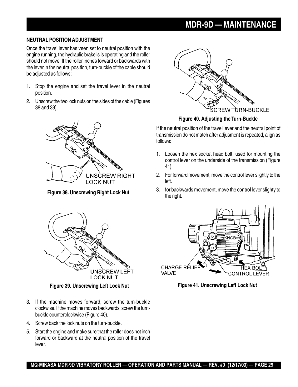 Mdr-9d — maintenance | Multiquip Mikasa Vibratory Walk-Behind Roller MDR-9D User Manual | Page 29 / 104