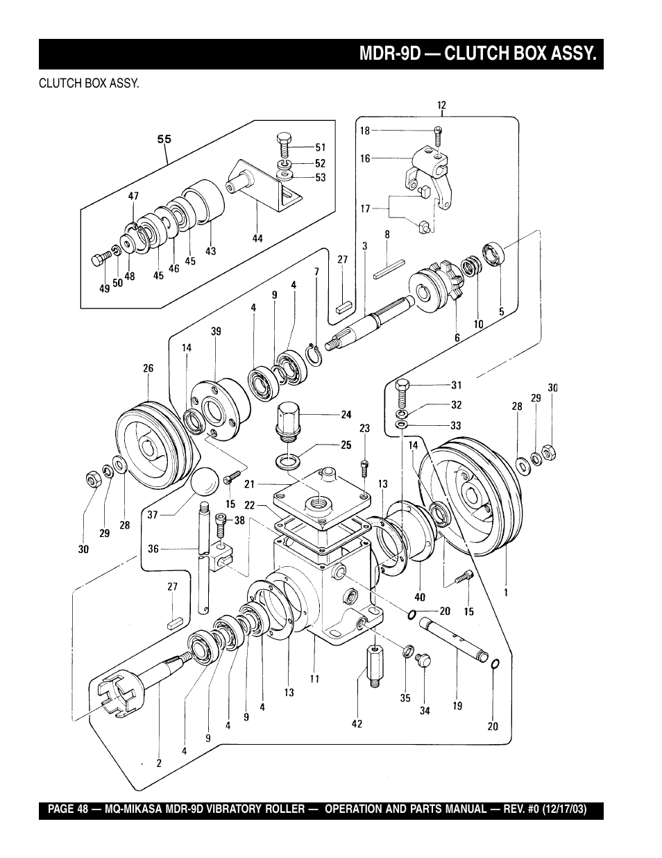 Mdr-9d — clutch box assy | Multiquip Mikasa Vibratory Walk-Behind Roller MDR-9D User Manual | Page 48 / 104