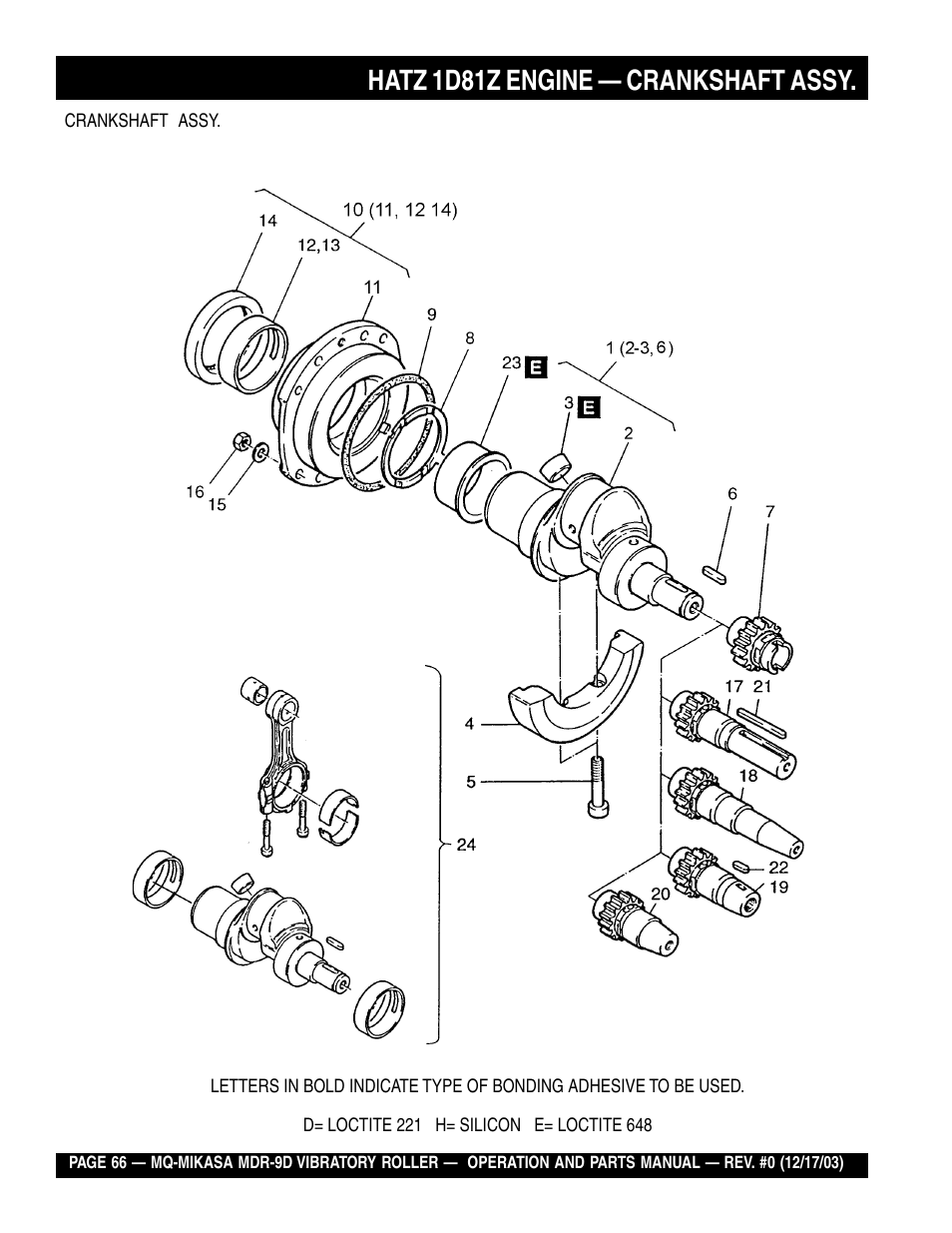 Hatz 1d81z engine — crankshaft assy | Multiquip Mikasa Vibratory Walk-Behind Roller MDR-9D User Manual | Page 66 / 104