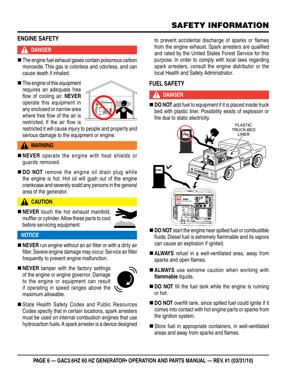 Safety information | Multiquip Portable Generator GAC3.6HZ User Manual | Page 6 / 82