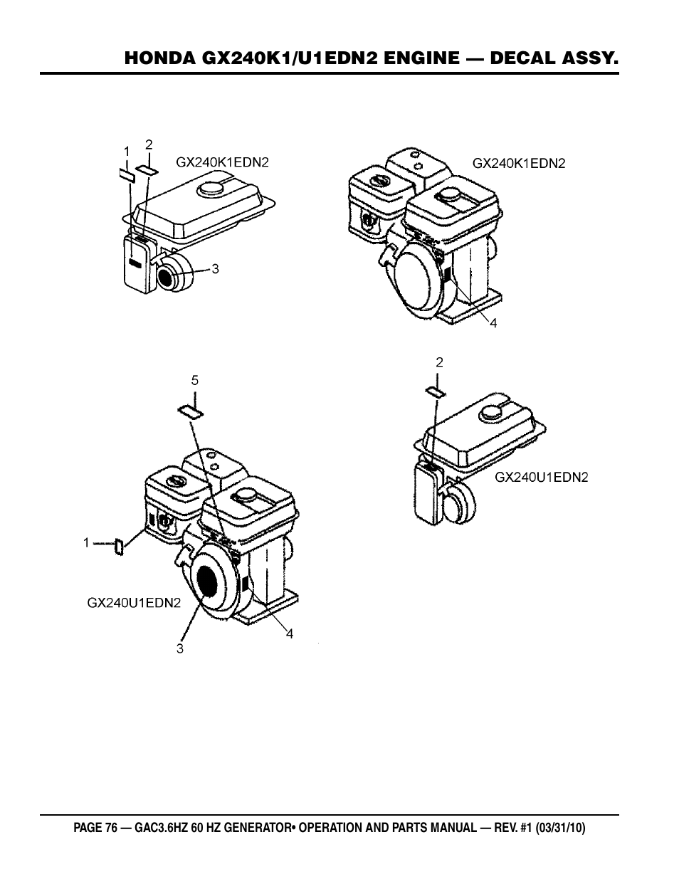 Multiquip Portable Generator GAC3.6HZ User Manual | Page 76 / 82