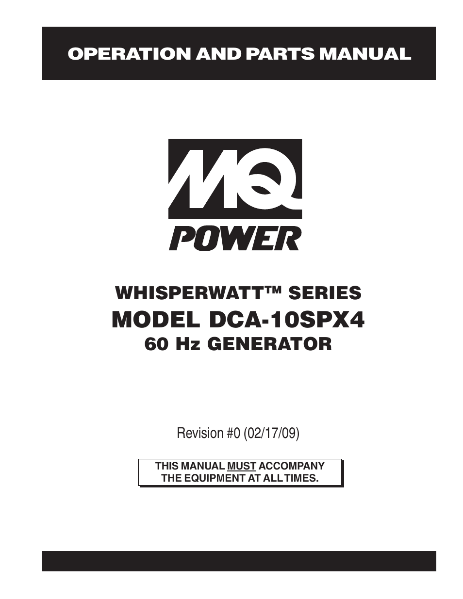 Multiquip Whisperwatt Series 60 Hz Generator DCA-10SPX4 User Manual | 74 pages