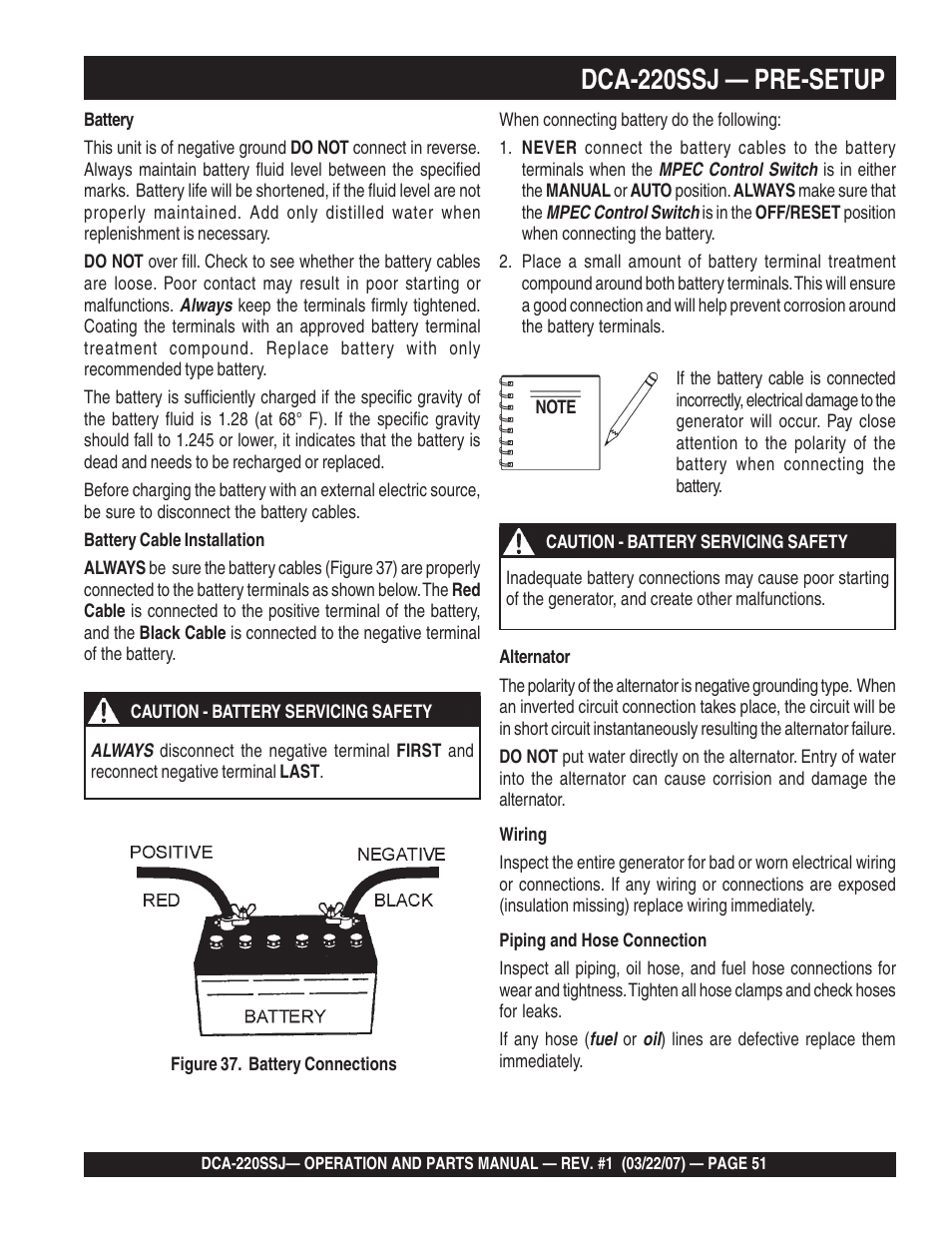1dca-220ssj — pre-setup | Multiquip MQPower Whisperwatt Series 60Hz Generator DCA-220SSJ User Manual | Page 51 / 108