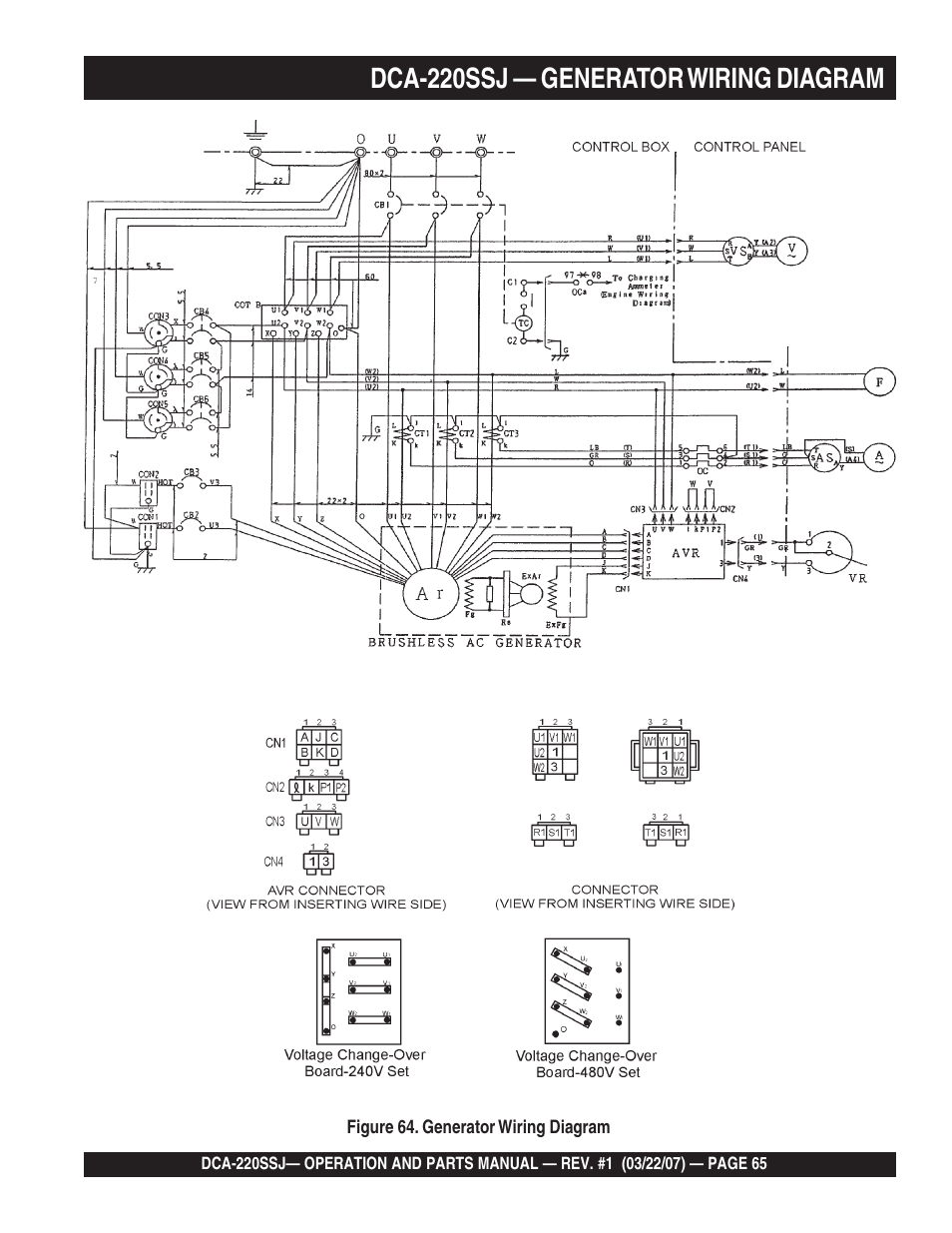 1dca-220ssj — generator wiring diagram | Multiquip MQPower Whisperwatt Series 60Hz Generator DCA-220SSJ User Manual | Page 65 / 108