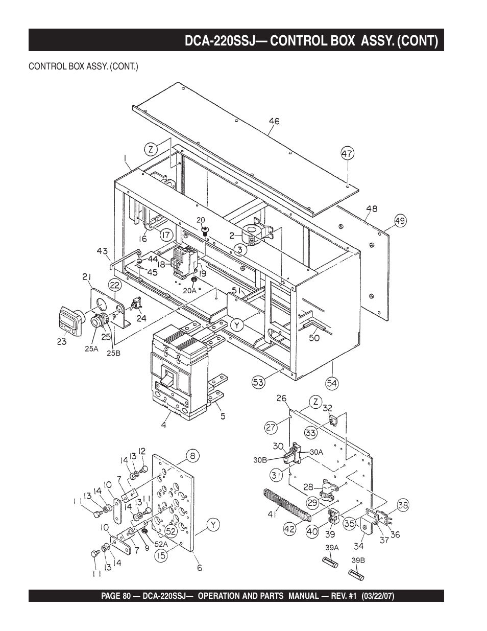 Dca-220ssj— control box assy. (cont) | Multiquip MQPower Whisperwatt Series 60Hz Generator DCA-220SSJ User Manual | Page 80 / 108
