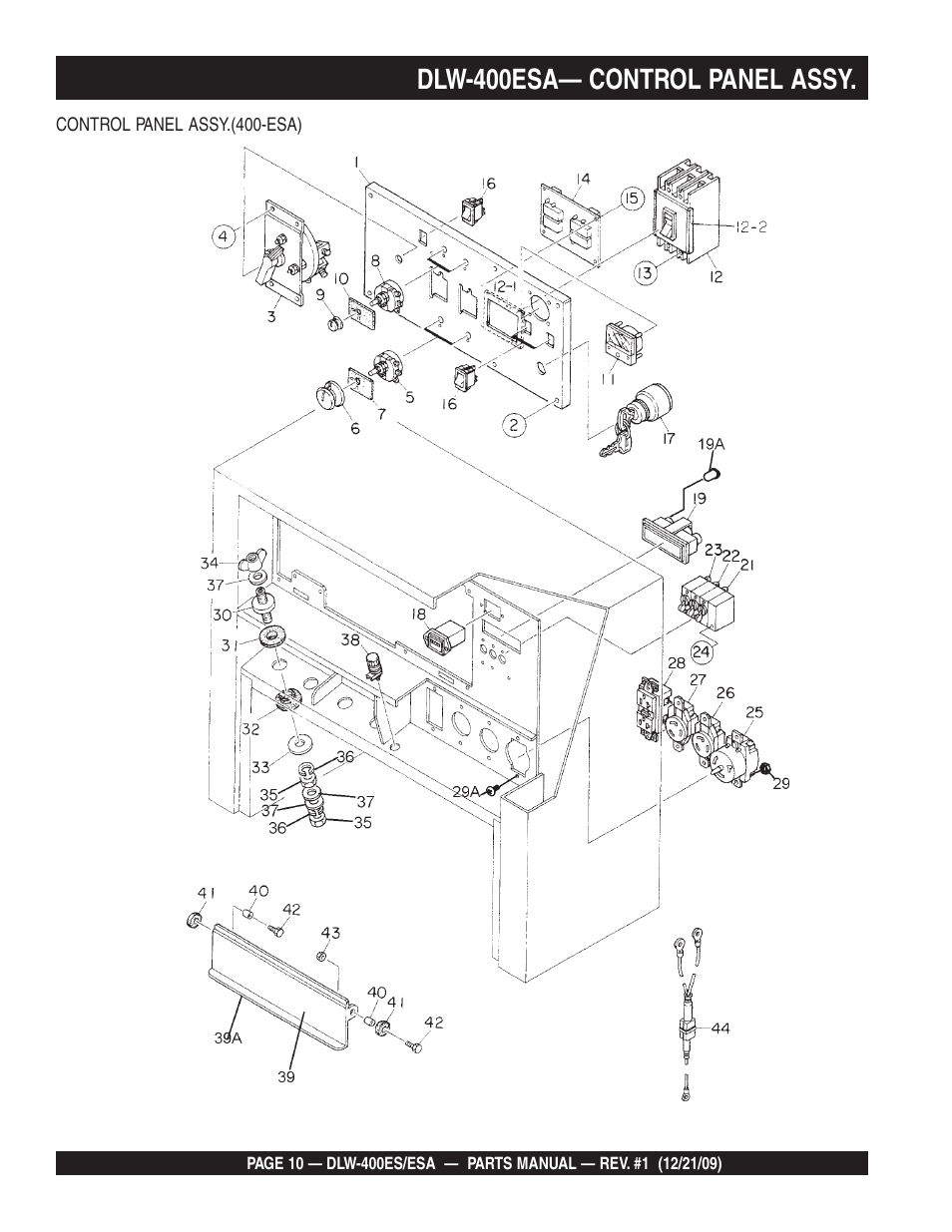 Dlw-400esa— control panel assy | Multiquip Welder/Generator DLW-400ES User Manual | Page 10 / 116