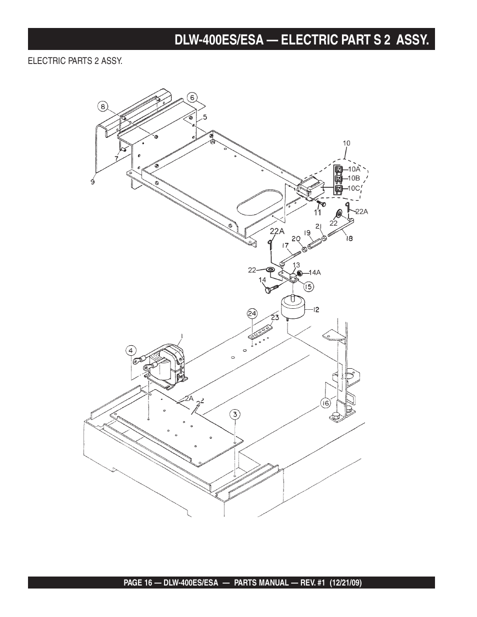 Dlw-400es/esa — electric part s 2 assy | Multiquip Welder/Generator DLW-400ES User Manual | Page 16 / 116