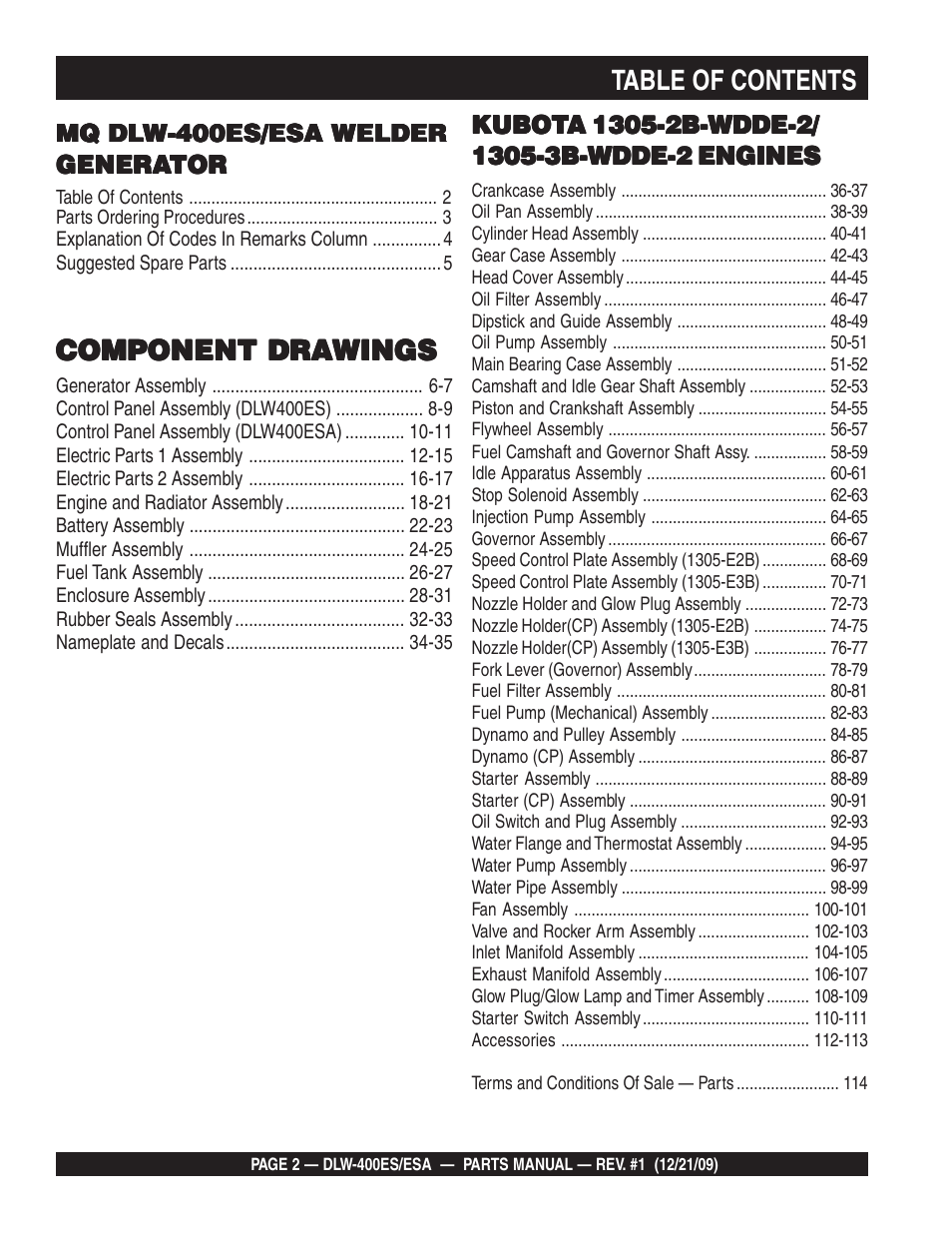 Multiquip Welder/Generator DLW-400ES User Manual | Page 2 / 116