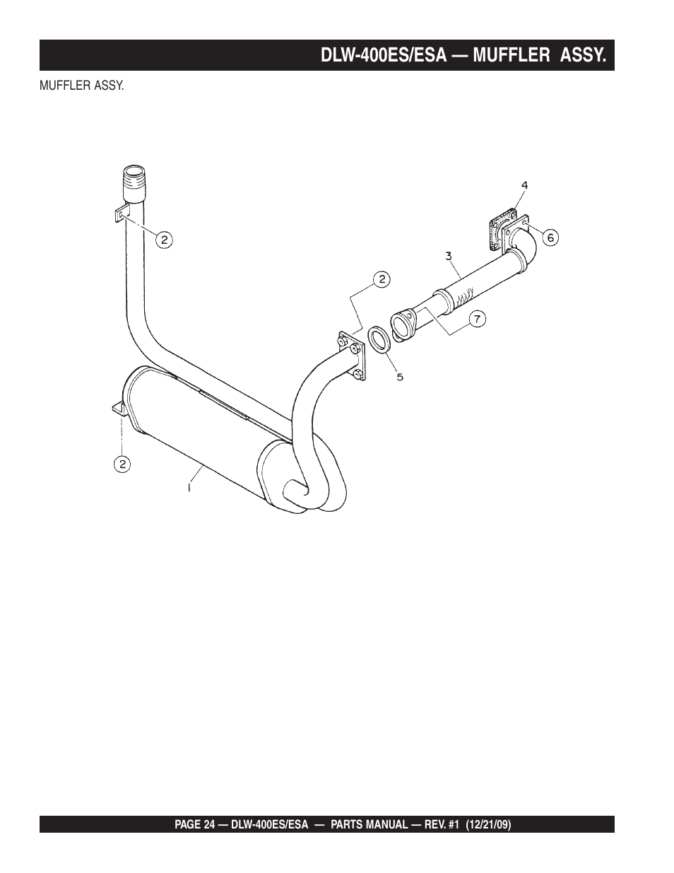 Dlw-400es/esa — muffler assy | Multiquip Welder/Generator DLW-400ES User Manual | Page 24 / 116