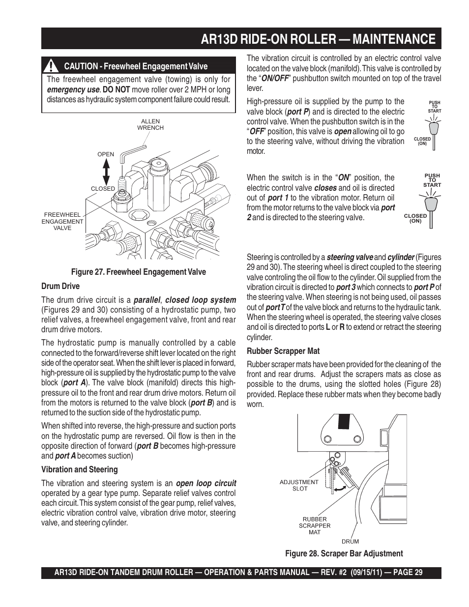 Ar13d ride-on roller — maintenance | Multiquip RIDE-ON TANDEM DRUM ROLLER AR13D User Manual | Page 29 / 92