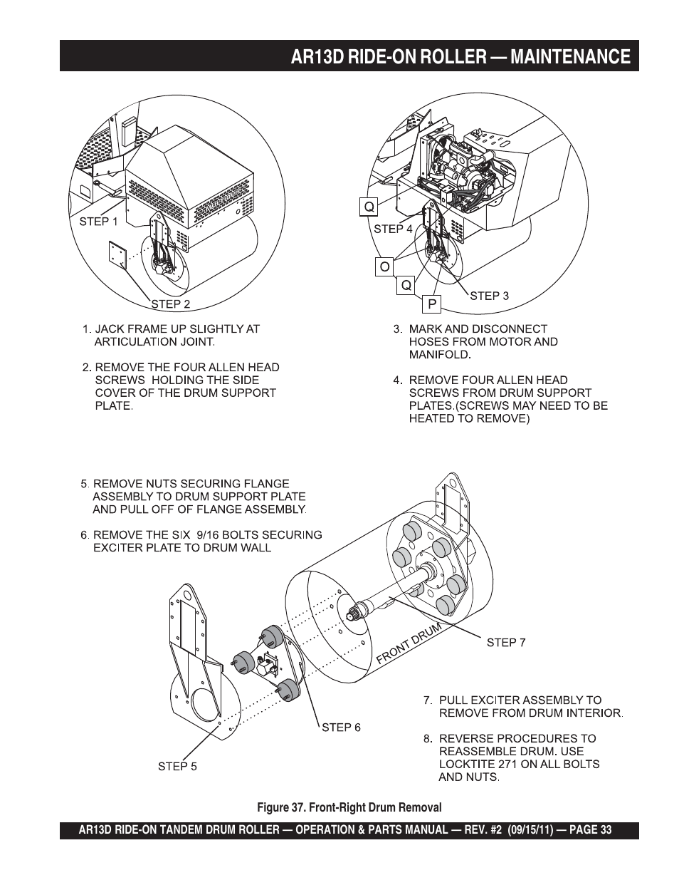 Ar13d ride-on roller — maintenance | Multiquip RIDE-ON TANDEM DRUM ROLLER AR13D User Manual | Page 33 / 92