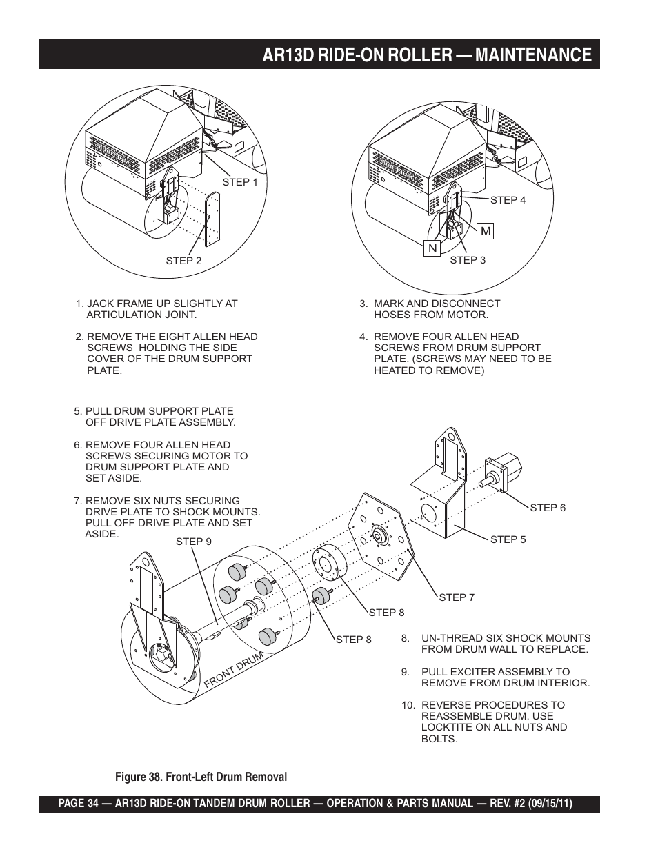 Ar13d ride-on roller — maintenance | Multiquip RIDE-ON TANDEM DRUM ROLLER AR13D User Manual | Page 34 / 92