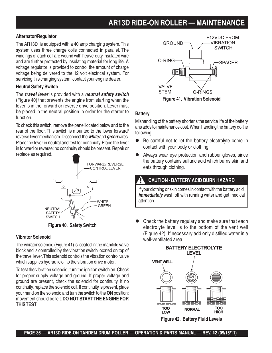 Ar13d ride-on roller — maintenance | Multiquip RIDE-ON TANDEM DRUM ROLLER AR13D User Manual | Page 36 / 92