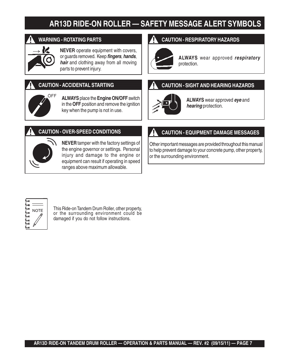 Multiquip RIDE-ON TANDEM DRUM ROLLER AR13D User Manual | Page 7 / 92