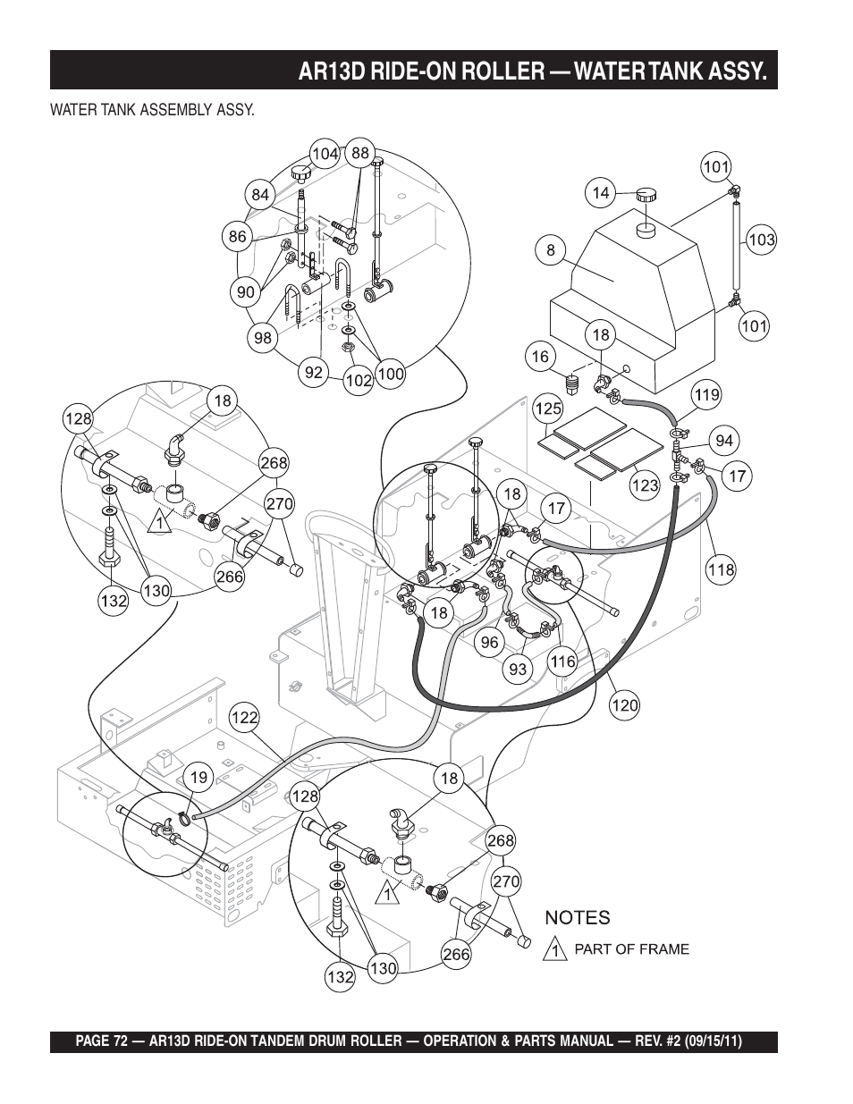Ar13d ride-on roller — water tank assy | Multiquip RIDE-ON TANDEM DRUM ROLLER AR13D User Manual | Page 72 / 92