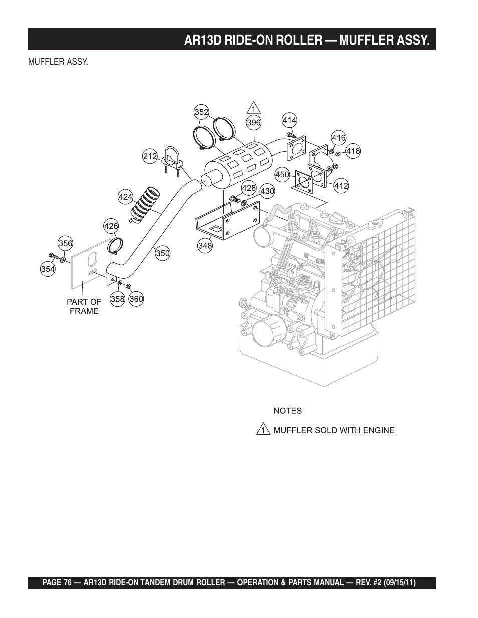 Ar13d ride-on roller — muffler assy | Multiquip RIDE-ON TANDEM DRUM ROLLER AR13D User Manual | Page 76 / 92