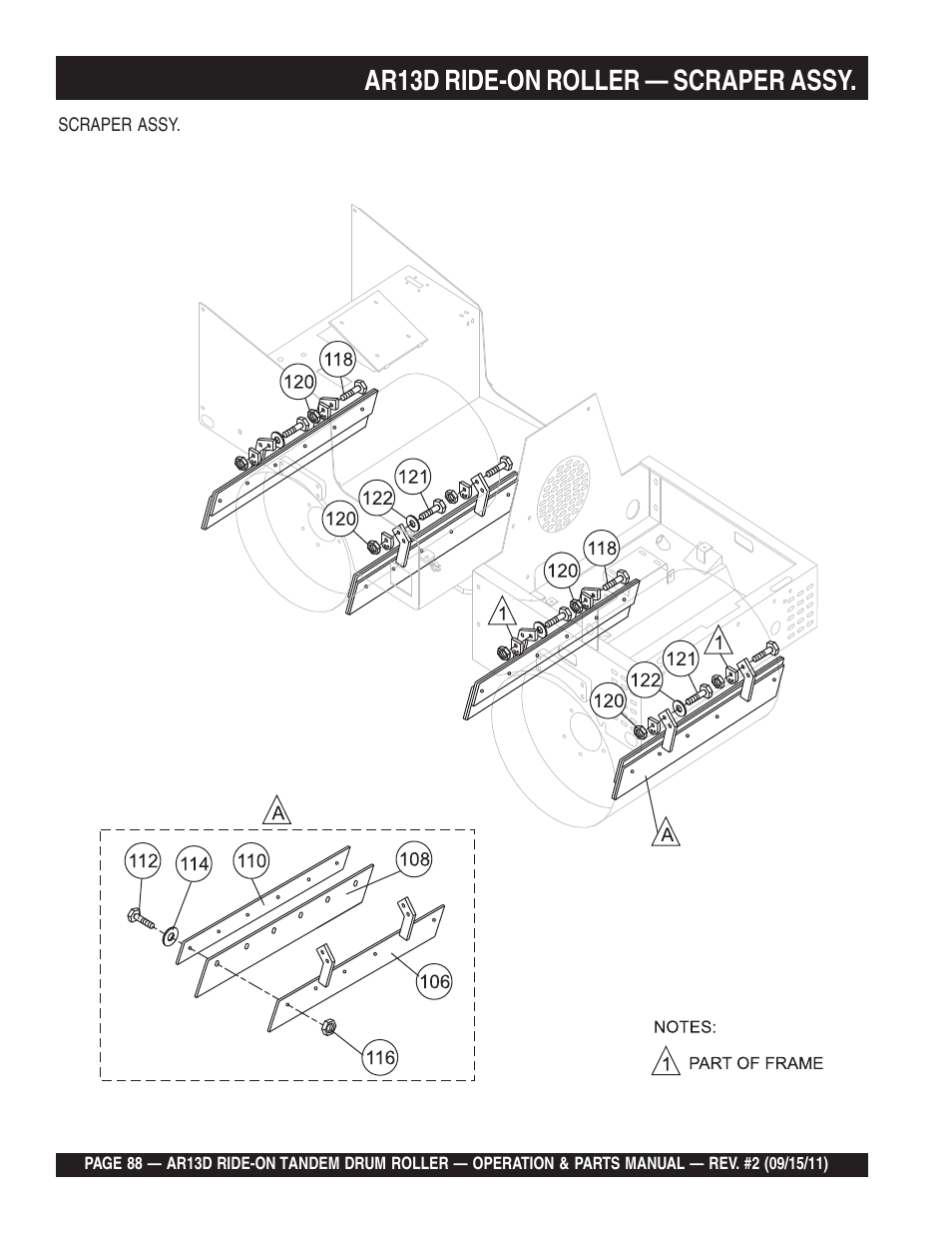 Ar13d ride-on roller — scraper assy | Multiquip RIDE-ON TANDEM DRUM ROLLER AR13D User Manual | Page 88 / 92