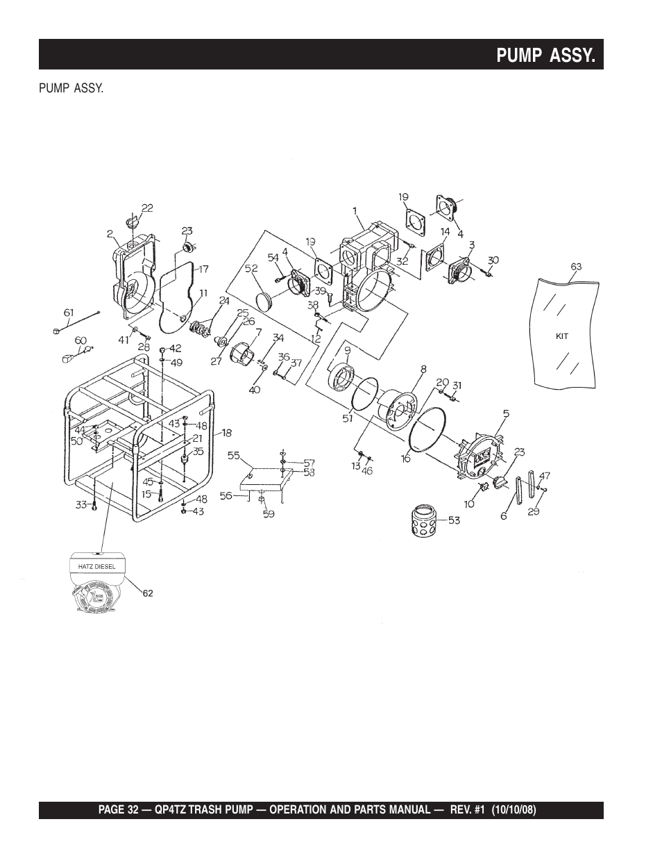 Pump assy | Multiquip Trash Pump QP4TZ User Manual | Page 32 / 92
