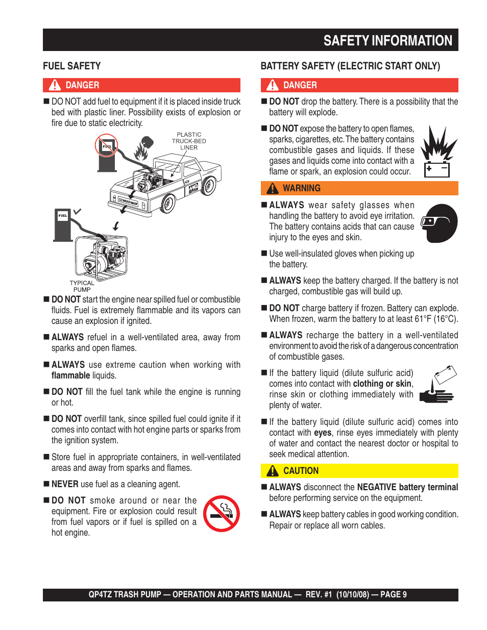 Safety information | Multiquip Trash Pump QP4TZ User Manual | Page 9 / 92