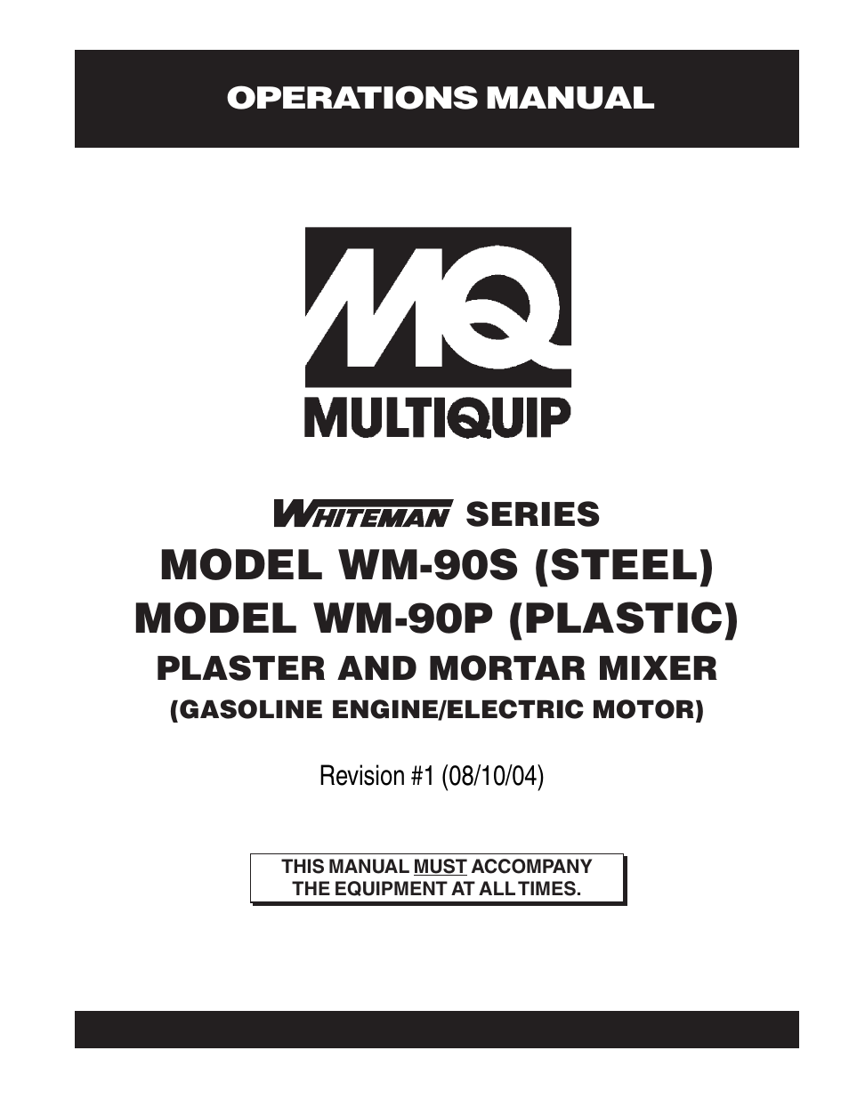 Multiquip Plaster and Mortar Mixer WM-90S User Manual | 40 pages