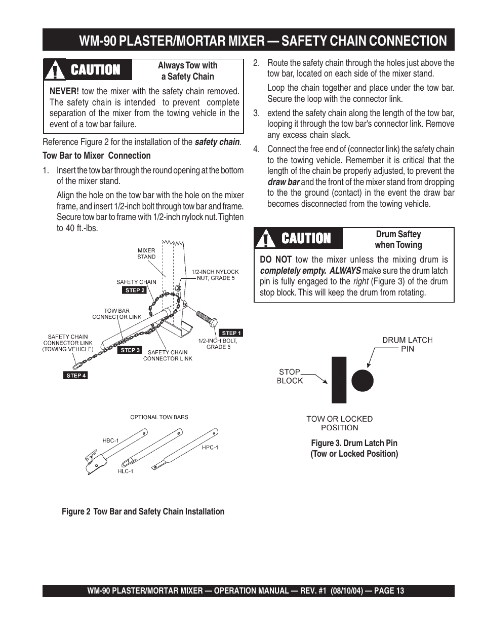 Caution | Multiquip Plaster and Mortar Mixer WM-90S User Manual | Page 13 / 40
