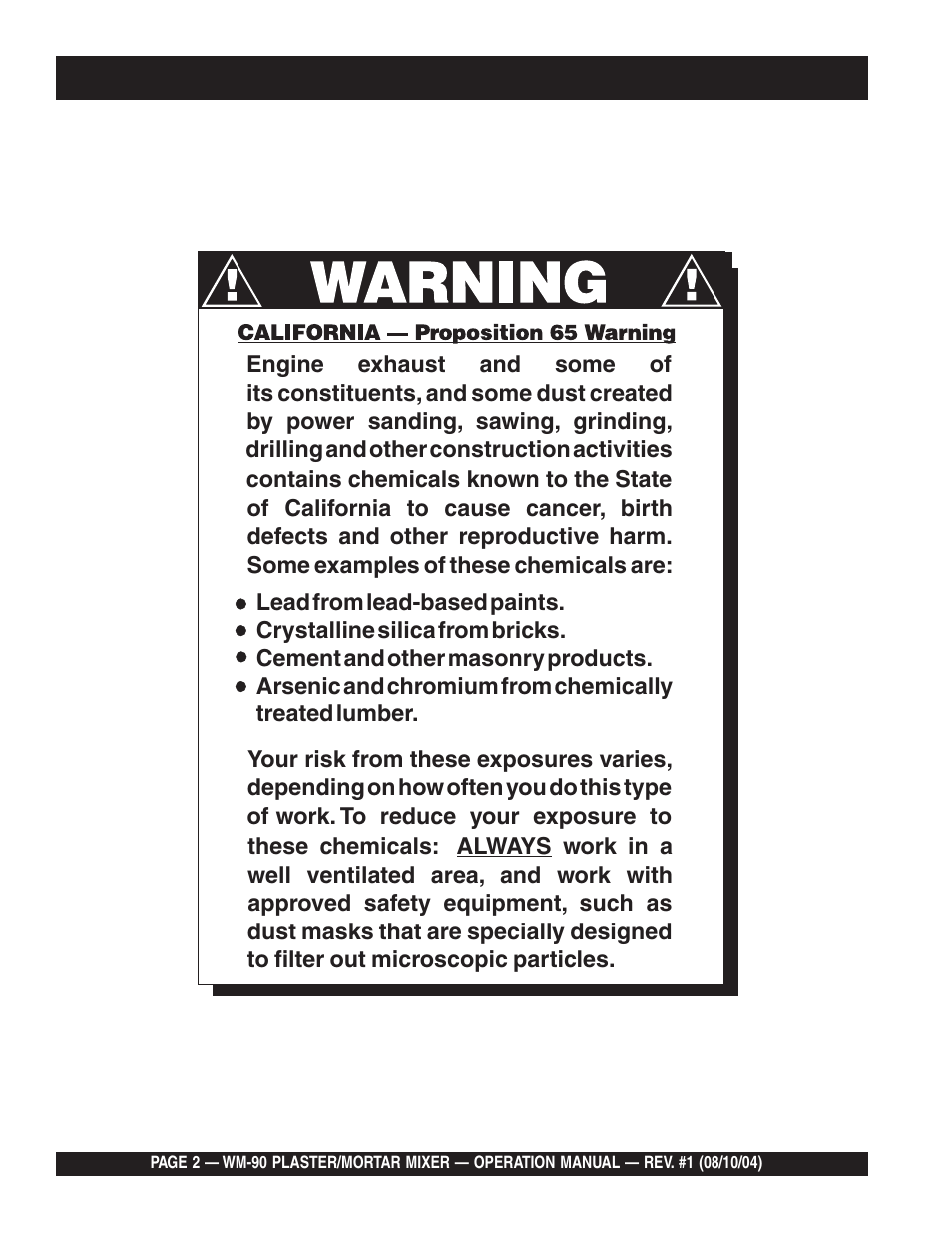 Multiquip Plaster and Mortar Mixer WM-90S User Manual | Page 2 / 40