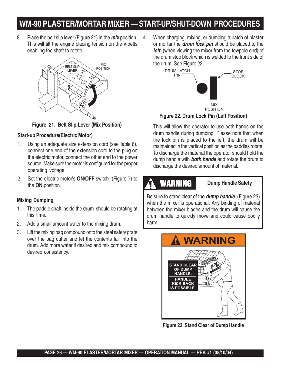 Warning | Multiquip Plaster and Mortar Mixer WM-90S User Manual | Page 26 / 40