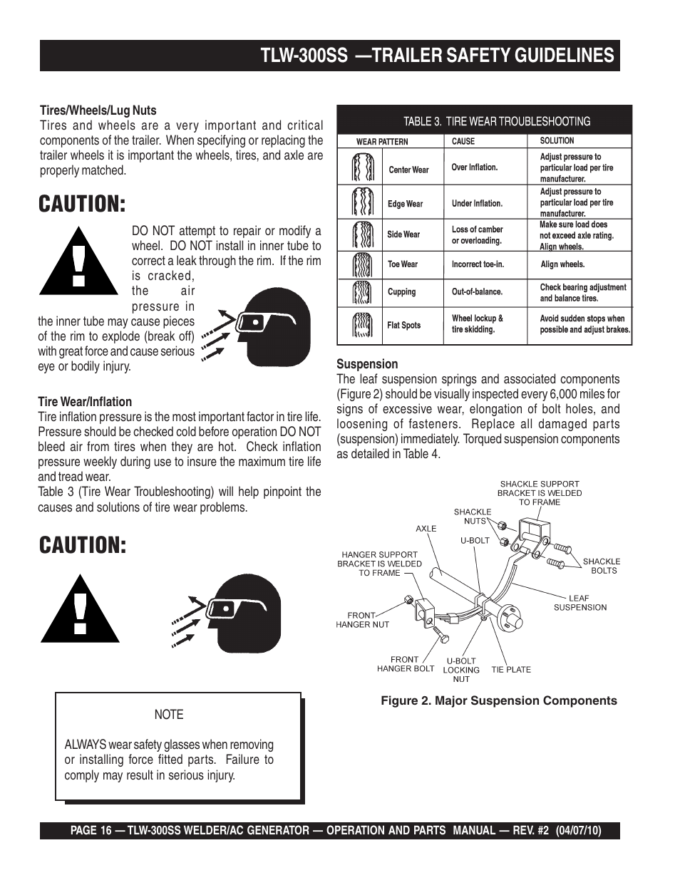Caution, Tlw-300ss —trailer safety guidelines | Multiquip MQ Power Whisperweld Welder/AC Generator TLW-300SS User Manual | Page 16 / 138