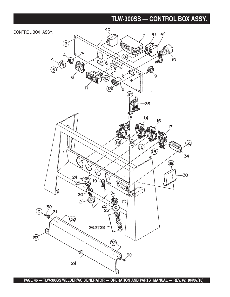 Tlw-300ss — control box assy | Multiquip MQ Power Whisperweld Welder/AC Generator TLW-300SS User Manual | Page 46 / 138