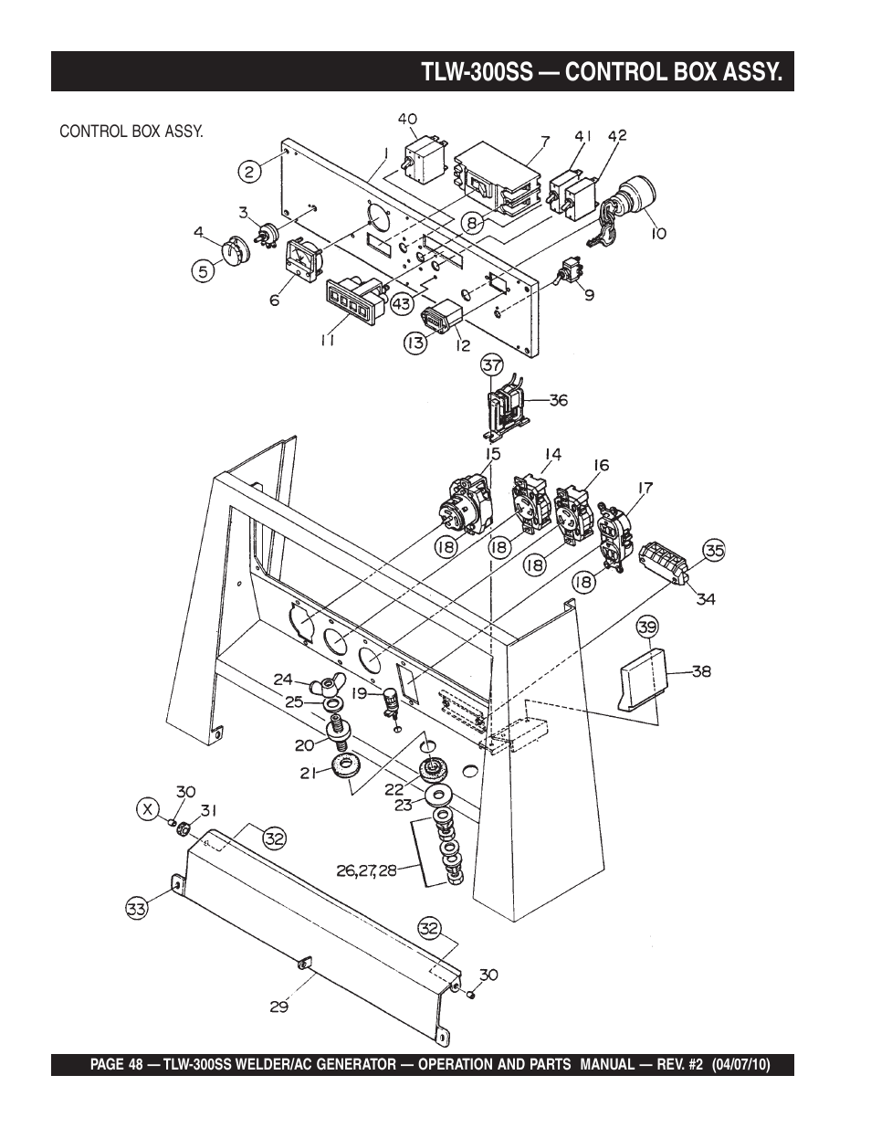 Tlw-300ss — control box assy | Multiquip MQ Power Whisperweld Welder/AC Generator TLW-300SS User Manual | Page 48 / 138