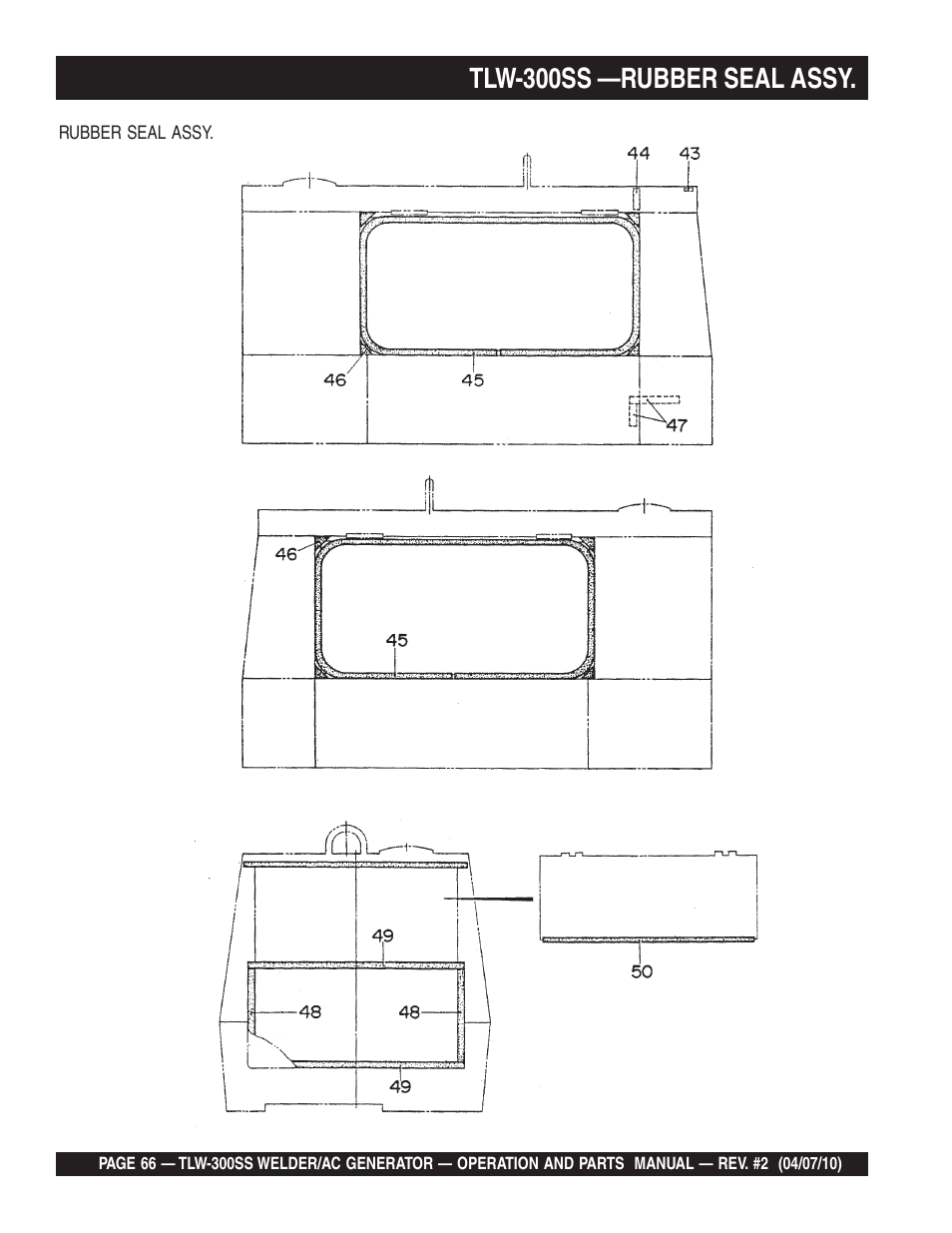 Tlw-300ss —rubber seal assy | Multiquip MQ Power Whisperweld Welder/AC Generator TLW-300SS User Manual | Page 66 / 138