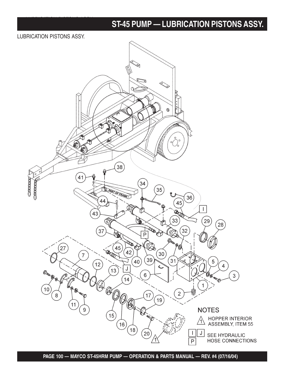 St-45 pump — lubrication pistons assy | Multiquip SCRUCTURAL CONCRETE PUMP ST-45HRM User Manual | Page 100 / 132