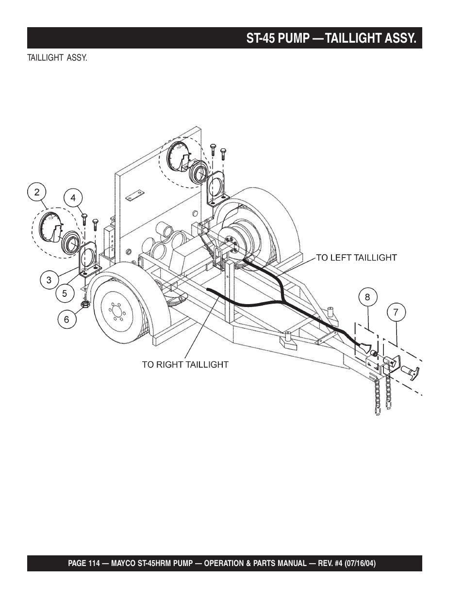 St-45 pump — taillight assy | Multiquip SCRUCTURAL CONCRETE PUMP ST-45HRM User Manual | Page 114 / 132