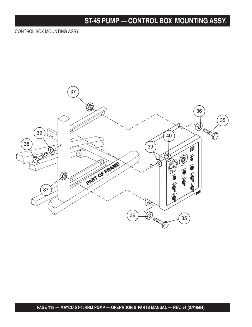 St-45 pump — control box mounting assy | Multiquip SCRUCTURAL CONCRETE PUMP ST-45HRM User Manual | Page 118 / 132